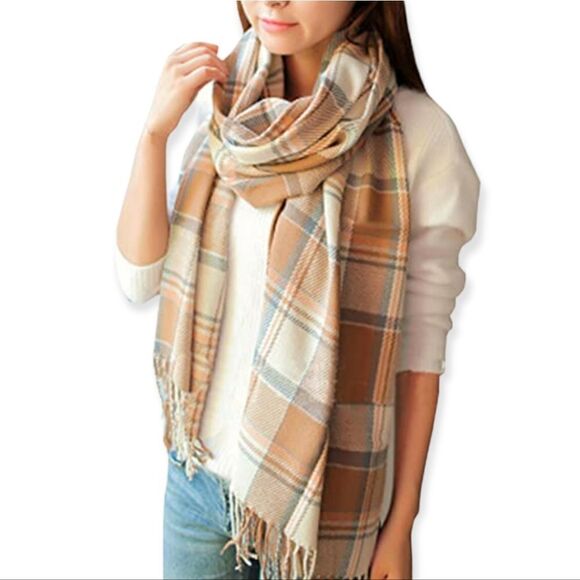 Wander Agio Women's Fashion Long Shawl Big Grid Winter Warm Lattice Large Scarf - Picture 1 of 3